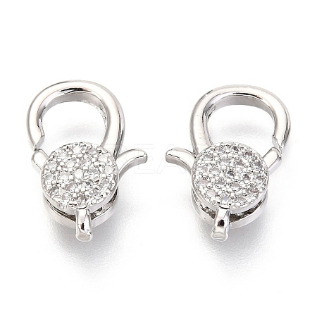 Brass Micro Pave Cubic Zirconia Lobster Claw Clasps X-ZIRC-O038-23P-1