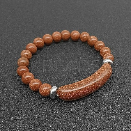 Synthetic Goldstone Bead Stretch Bracelets for Women Men MZ7269-09-1