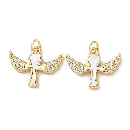 Brass Micro Pave Clear Cubic Zirconia Pendants KK-B083-33F-G-1