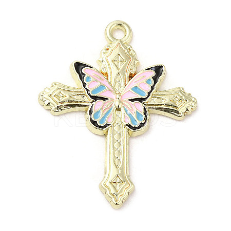 Light Gold Plated Alloy Enamel Pendants ENAM-L041-04B-1