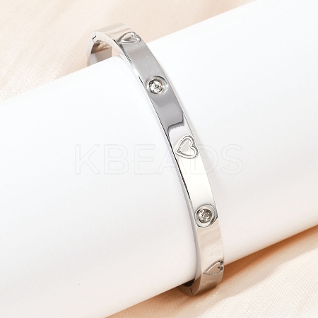 201 Stainless Steel with Rhinestone Bangles for Women LS-BJEW-B138-04P-1
