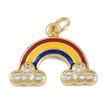 Brass Micro Pave Clear Cubic Zirconia Enamel Pendants KK-Z123-14G-1