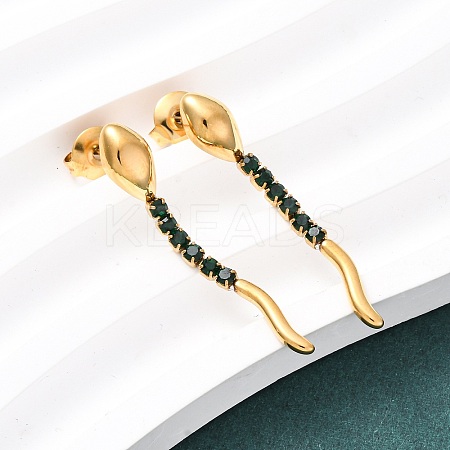 304 Stainless Steel Snake Stud Earrings EJEW-A136-03B-G-1