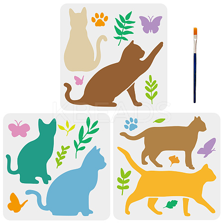 1 Set Floral PET Hollow Out Drawing Painting Stencils DIY-MA0001-40-1
