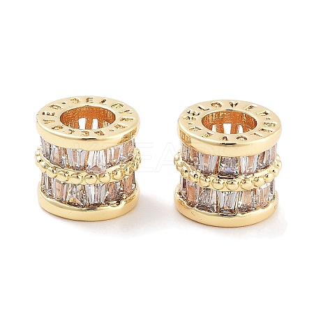 Brass Micro Pave Clear Cubic Zirconia European Beads KK-P271-43G-B-1