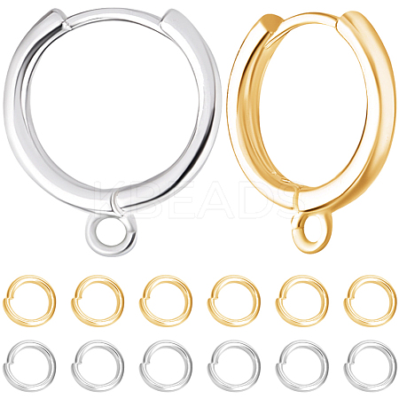 20Pcs 2 Colors Brass Huggie Hoop Earring Findings KK-BBC0021-38-1