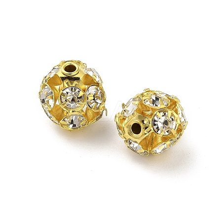 10mm Brass Crystal Rhinestone Beads KK-S519-01C-02G-1