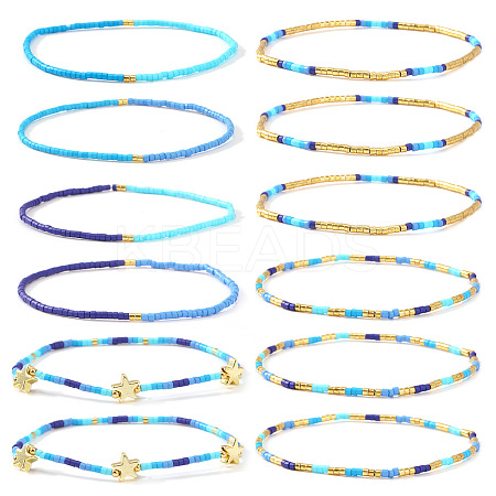 12Pcs Christmas Glass Seed Bead Stretch Bracelet Set ZO6526-4-1