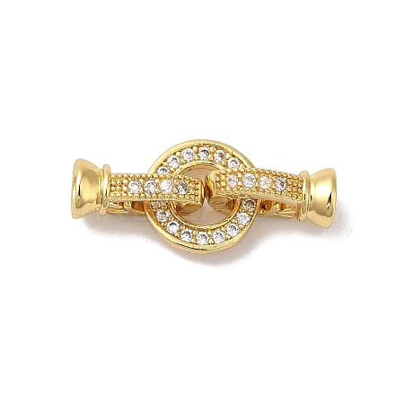 Rack Plating Brass Micro Pave Clear Cubic Zirconia Fold Over Clasps KK-A222-04C-G-1