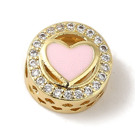 Rack Plating Brass Micro Pave Clear Cubic Zirconia with Enamel Beads KK-P267-17G-1