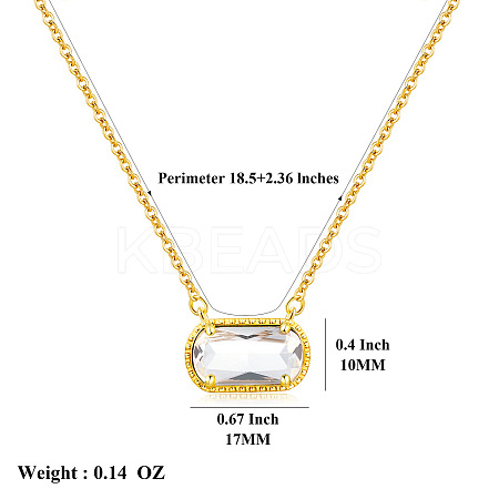 304 Stainless Steel Pave Cubic Zirconia Oval Birth Stone Pendant Necklaces for Women FS-WGC2097-11-1