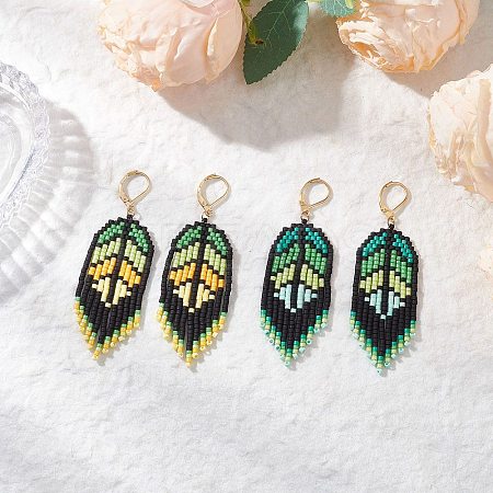 Handmade Glass Seed Beads Dangle Earrings EJEW-MZ00561-1