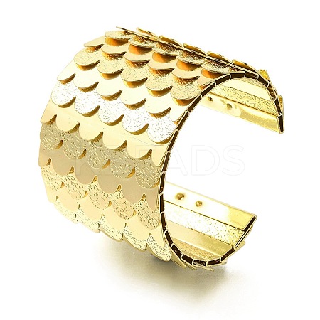 Alloy European American Exaggerated Open Cuff Fish Scale Pattern Bangles for Women BJEW-L697-002G-1