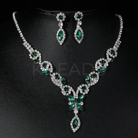 Horse Eye Alloy Rhinestone Necklaces & Stud Earring Sets for Women SJEW-U001-01P-06-1