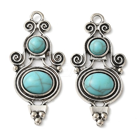 Tibetan Style Alloy Pave Imitation Turquoise Pendants FIND-NH0001-06AS-1