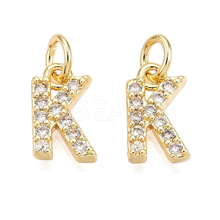 Brass Micro Pave Clear Cubic Zirconia Charms KK-ZX025-07K-1