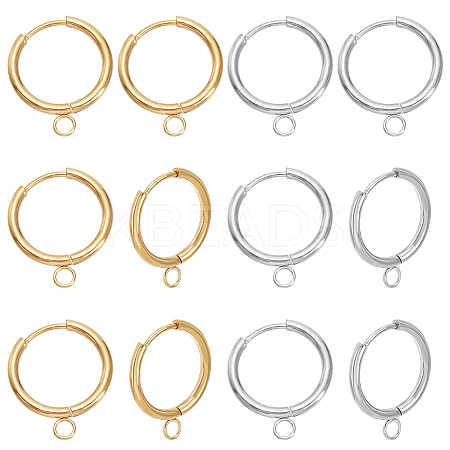 4Pcs 2 Colors Stainless Steel Hoop Earring STAS-LP0001-09-1