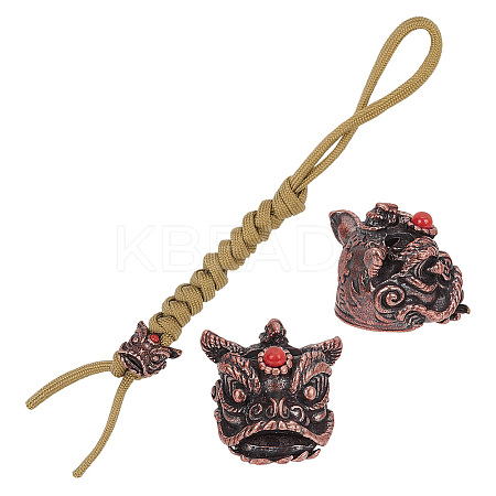 Outdoor EDC Tool Brass Parachute Rope European Beads LS-KK-WH0081-44A-R-1