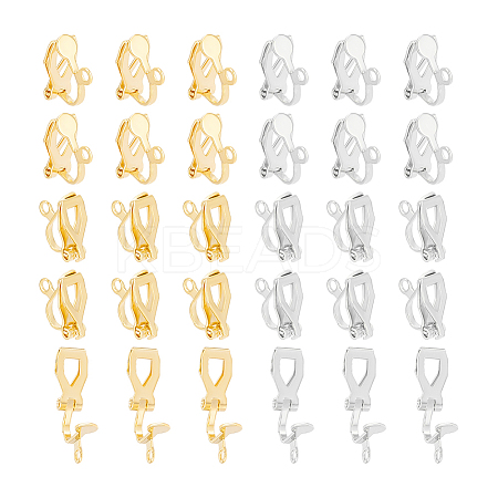 32Pcs 2 Colors Brass Clip-on Earring Findings KK-UN0001-87-1