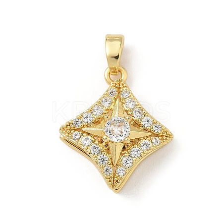Rotatable Brass Micro Pave Clear Cubic Zirconia Pendants KK-F905-23G-03-1