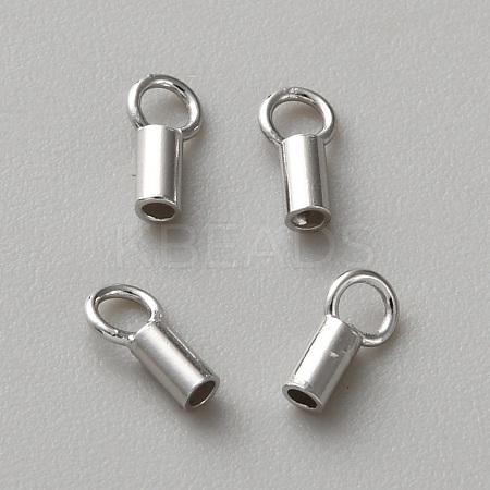 Rhodium Plated 925 Sterling Silver Cord Ends STER-WH0061-58C-1