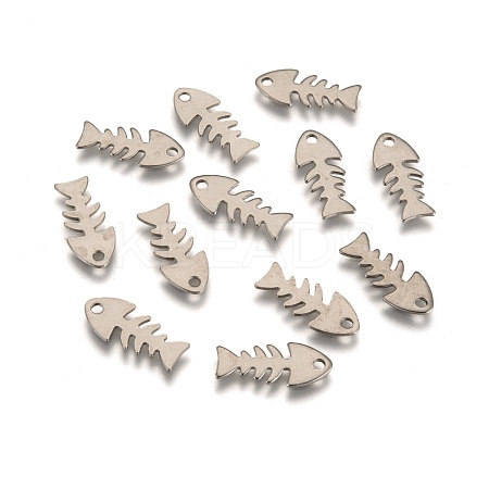 Tarnish Resistant Fishbone 201 Stainless Steel Pendants STAS-R071-19-1
