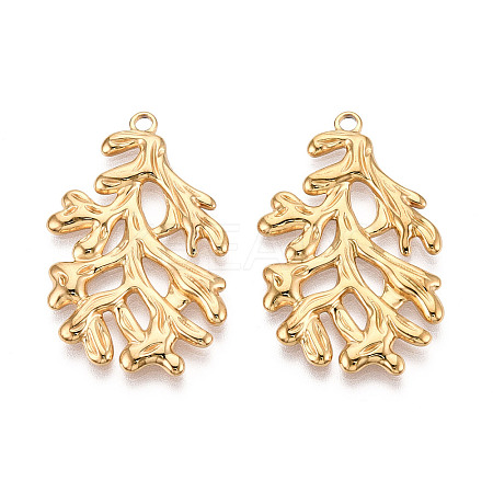 304 Stainless Steel Imitation Coral Pendants STAS-T069-41G-1