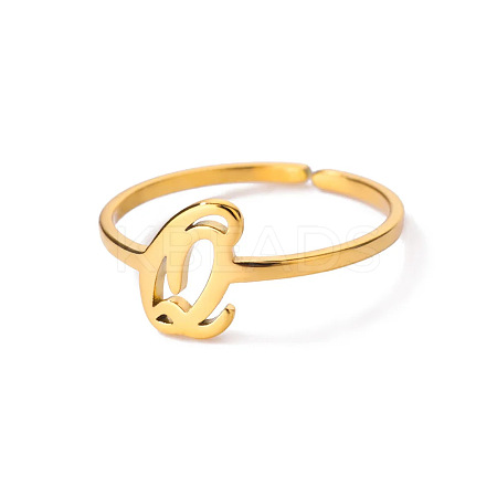 Adjustable 201 Stainless Steel Letter Open Cuff Rings for Women FS-WG61269-17-1