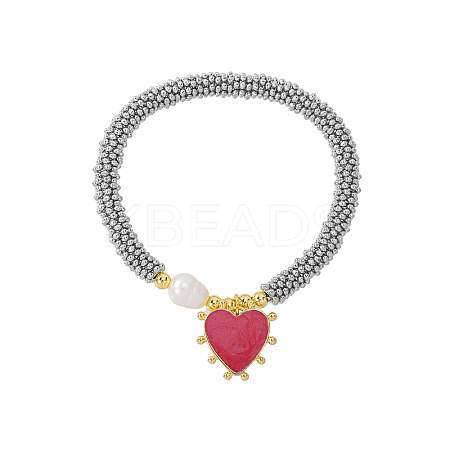Brass Enamel Heart Charm Bracelets FS-WGFECDF-01-1