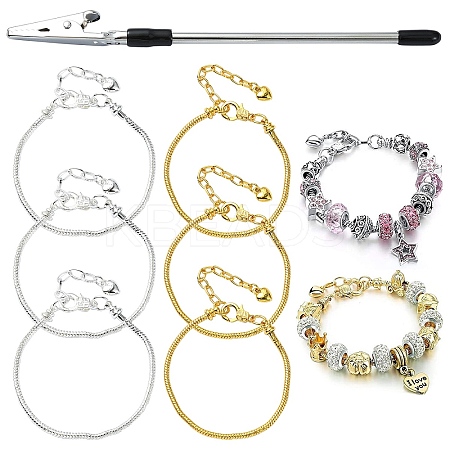 6Pcs 2 Colors Brass European Style Bracelet Making MAK-YW0001-16-1