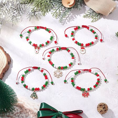 Christmas Theme Alloy Enamel Charm Bracelets BJEW-JB12411-1