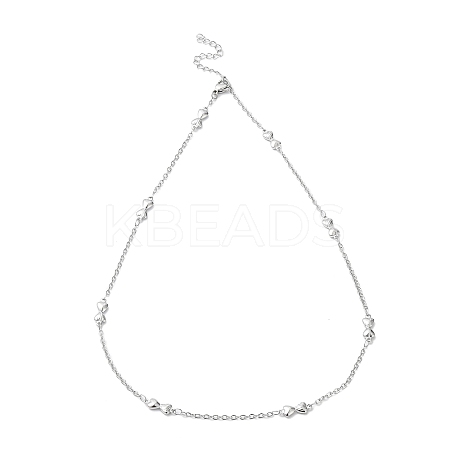 Non-Tarnish 304 Stainless Steel Bowknot Link Chain Necklace LS-NJEW-K249-07P-1