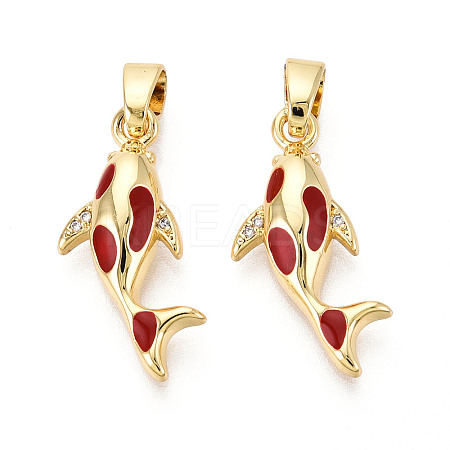 Brass Micro Pave Cubic Zirconia and Enamel Pendants KK-T074-67G-02-1