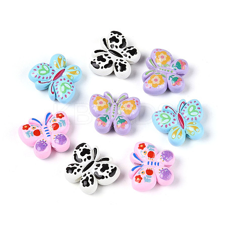 Baking Paint Printed Opaque Acrylic Beads MACR-N018-10-1