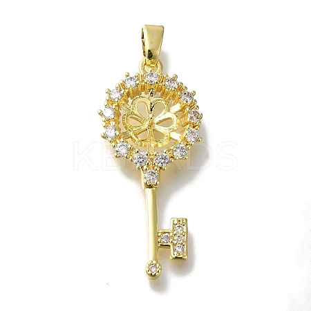 Rack Plating Brass Micro Pave Clear Cubic Zirconia Pendant Settings KK-H485-04G-1