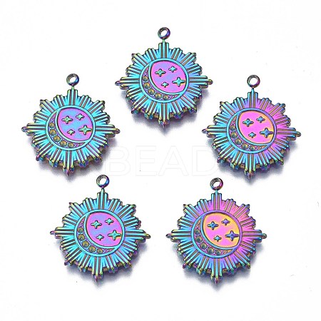 Rainbow Color 304 Stainless Steel Pendant Rhinestone Settings STAS-S119-091-1