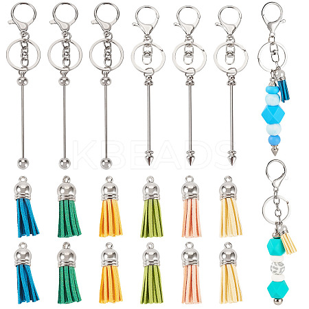 DIY Alloy & Aluminum Alloy Bar Beadable Keychain Making Kits DIY-TA0012-43P-1