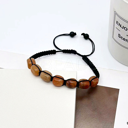 Natural Red Aventurine Cuboid Beaded Braided Bead Bracelets FS-WGE3E5A-11-1