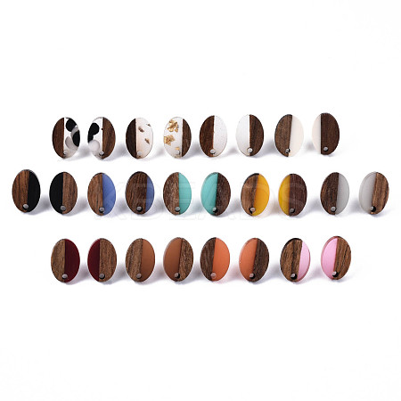 Resin & Walnut Wood Stud Earring Findings MAK-N032-004A-1