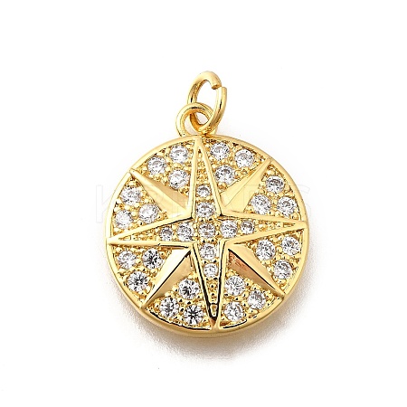 Brass Micro Pave Clear Cubic Zirconia Pendants KK-F899-11G-1