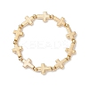 3Pcs CCB Plastic Cross & Round Beaded Stretch Bracelets for Women Men BJEW-JB13304-3