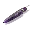 Natural Amethyst Bullet Shaped Perfume Bottle Pendant Necklaces G-B089-02P-08-3