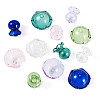 6 Sets 6 Colors Transparent Glass Bead Caps GLAA-BY0001-06-3