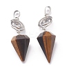 Natural Tiger Eye Pendants G-O194-16-2