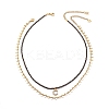 2Pcs 2 Style 304 Stainless Steel Moon & Star Pendant Necklaces Set NJEW-JN04030-1