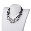 Cowhide Leather Cord Multi Layered Necklaces NJEW-JN01730-4