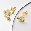 Rack Plating Brass Micro Pave Clear Cubic Zirconia Stud Earrings EJEW-K299-01G-X-2
