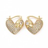 Cubic Zirconia Heart Thick Hoop Earrings EJEW-F304-01G-01-1