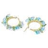 Glass Flower Hoop Earrings EJEW-TA00589-5