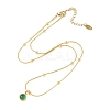 Flat Round 304 Stainless Steel with Natural Green Aventurine Pendant Necklaces for Women NJEW-G136-01G-2
